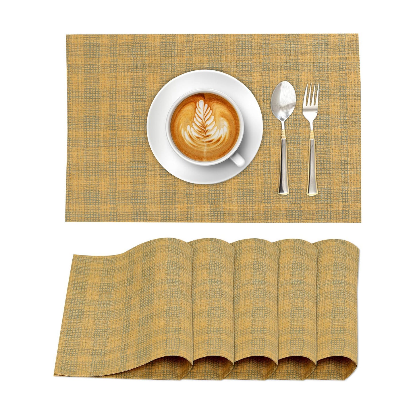 Ruvanti Placemats Set of 6, 100% Cotton Place Mats of 13"x19" – Wet Net | Heat, Stain resistant, Washable, Non-Slip