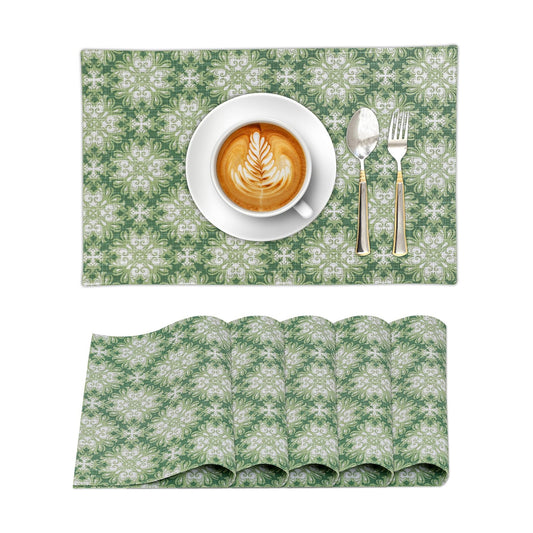 Ruvanti Placemats Set of 6, 100% Cotton Place Mats of 13"x19" – Grass Green | Heat, Stain resistant, Washable