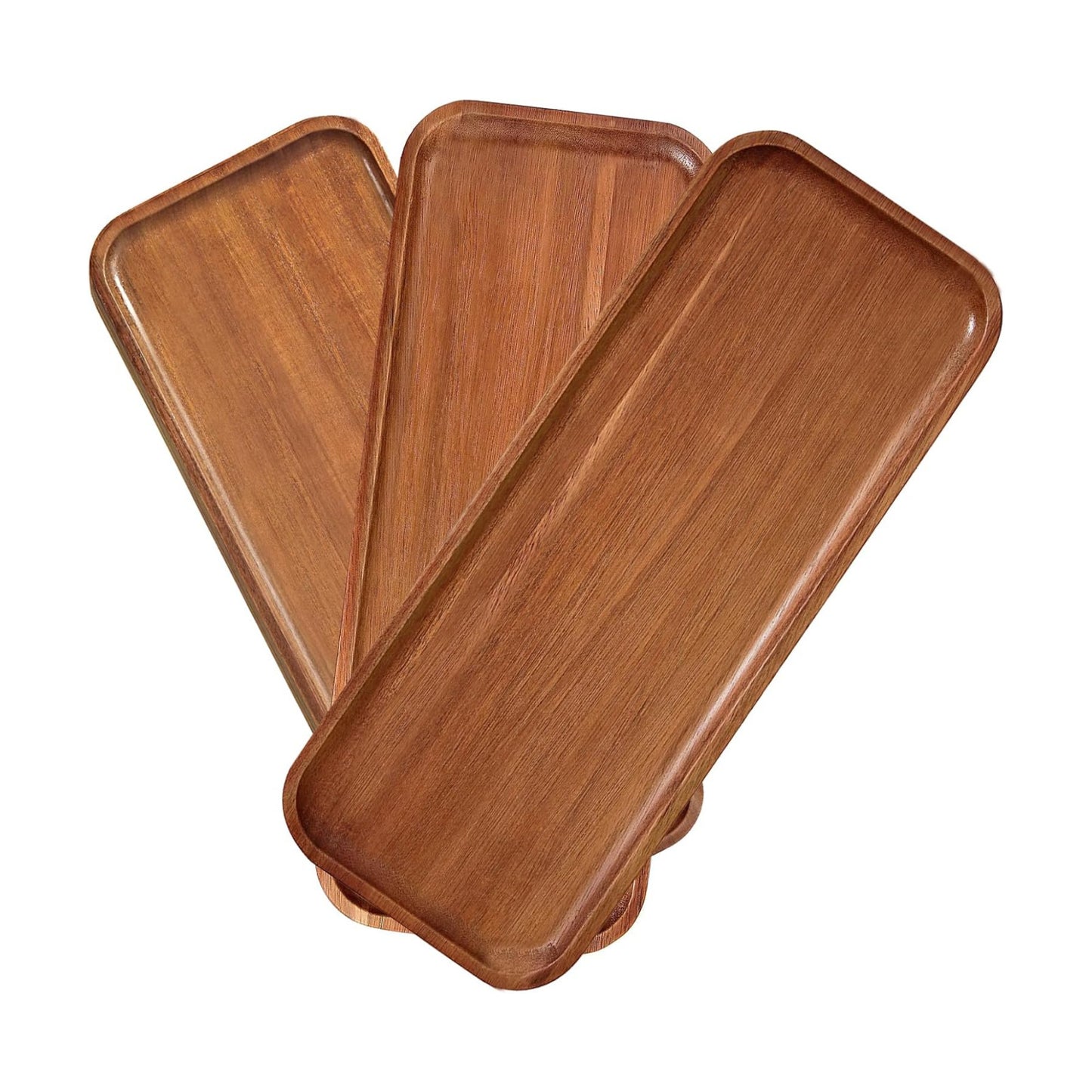 Acacia Wood Serving Platters and Trays / 14 x 5.5 / Set of 3