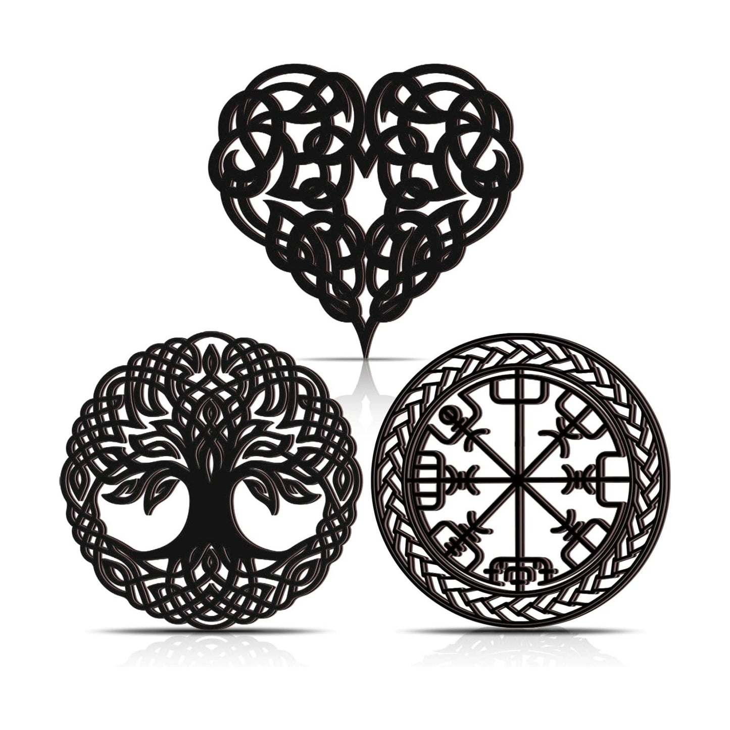 Viking Wall Decor Celtic Symbol Nordic Decor Norse Wooden Hanging Wall Art Celtic / Black / Set of 3