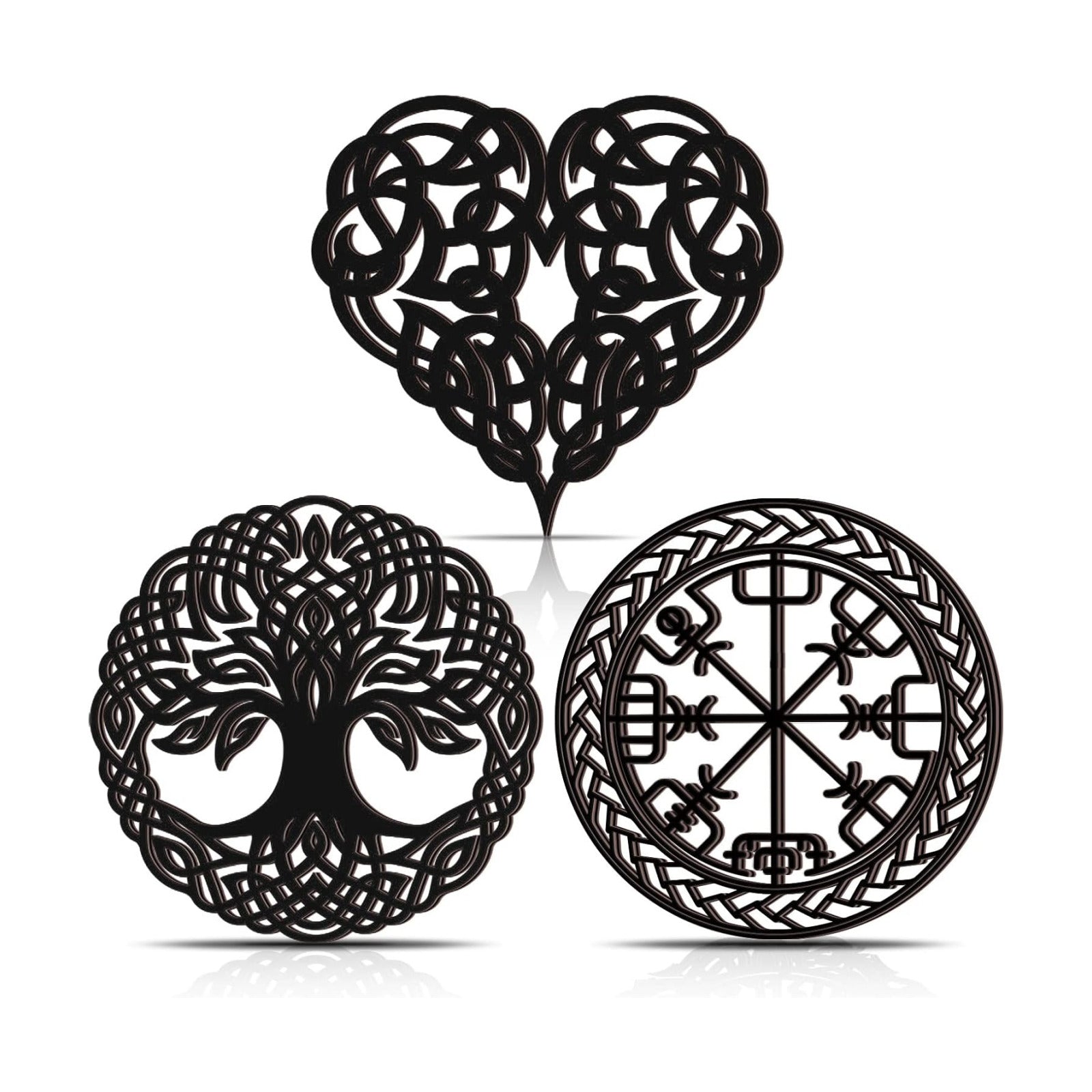 Viking Wall Decor Celtic Symbol Nordic Decor Norse Wooden Hanging Wall Art Celtic / Black / Set of 3