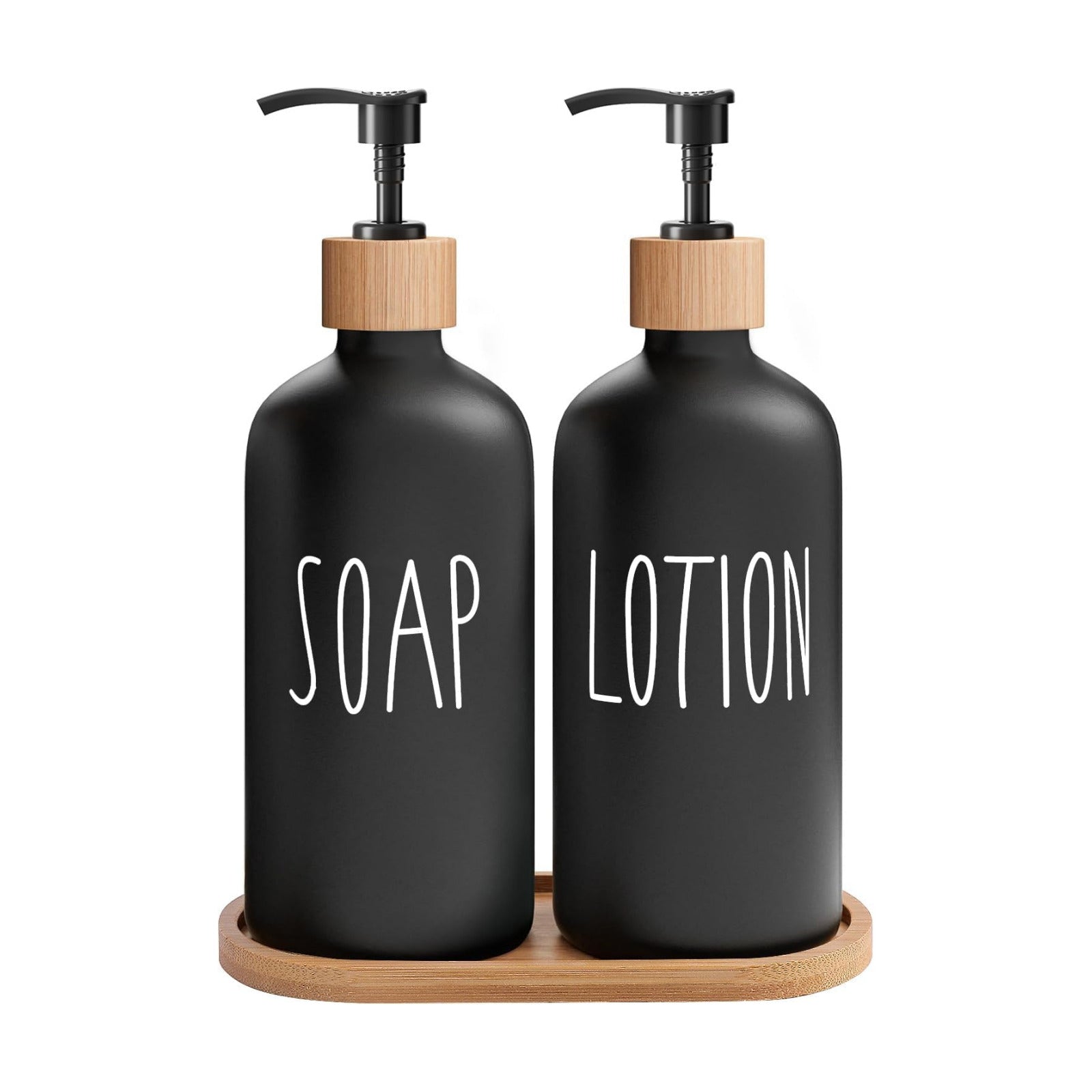 MOMEEMO Black Soap Dispenser Bathroom Set | Hand Soap and Lotion Set Suitable for Bathroom Decor