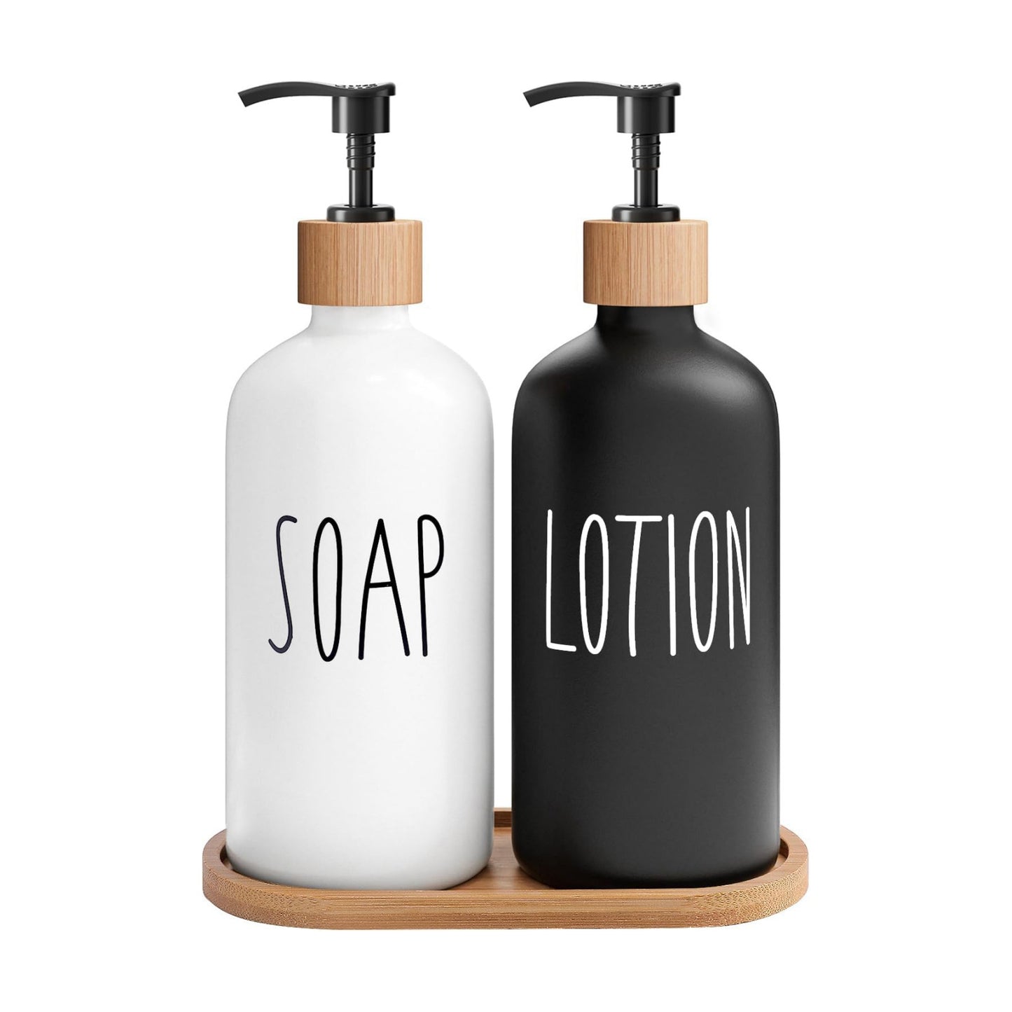 MOMEEMO Soap Dispenser Bathroom Set, Black & White | Hand and Lotion Dispenser, Suitable for Bathroom Decor