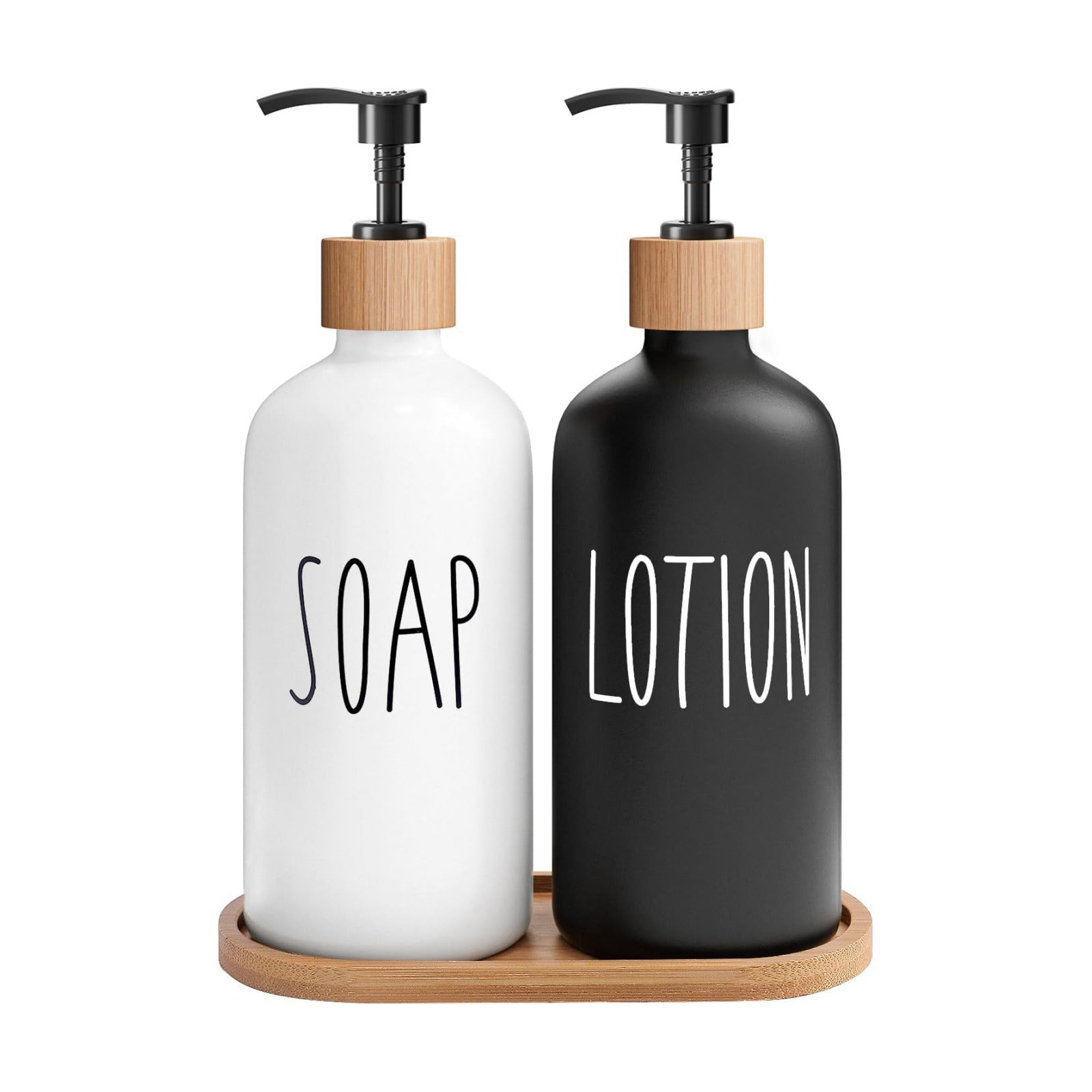 MOMEEMO Soap Dispenser Bathroom Set, Black & White | Hand and Lotion Dispenser, Suitable for Bathroom Decor