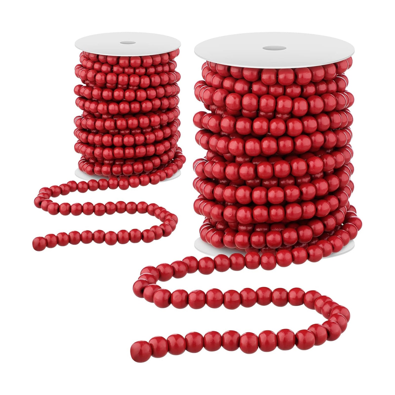 Giegxin 2 Pcs Wood Red Christmas Bead Garland 66 Feet Rustic Farmhouse | Rustic Wooden Beaded Garland for Tree Tier