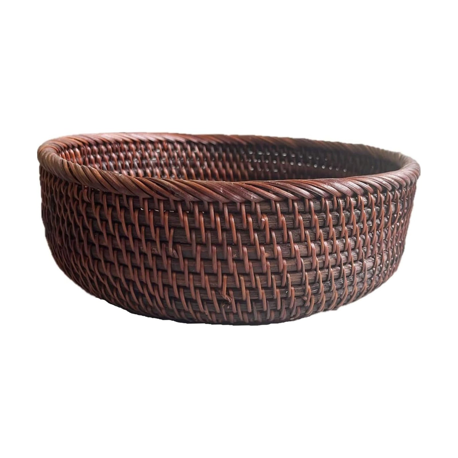 Round Rattan Bowl Basket / M - D8.7 x H2.8 Inch / 9 Inch