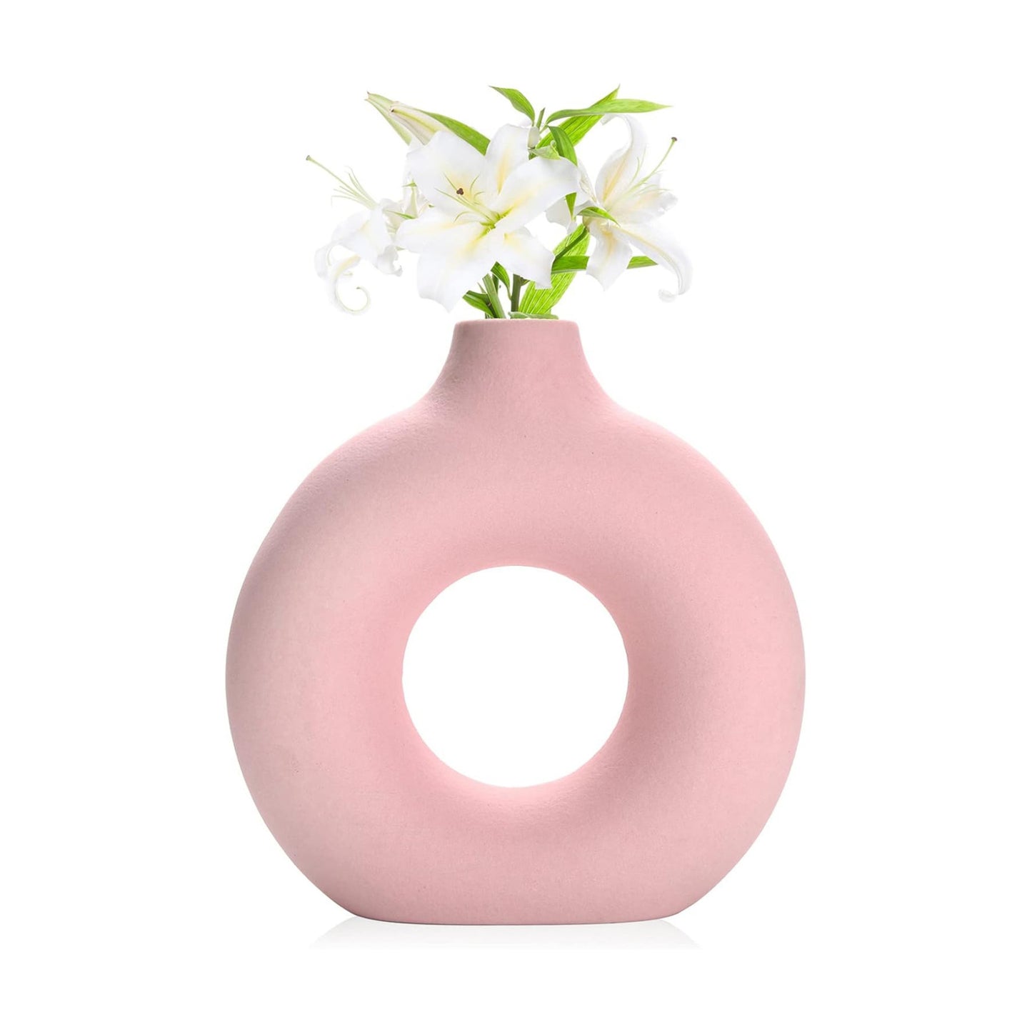 Modern Matte Ceramic Vase for Entryway Living Room Bedroom Dining Table Centerpiece / Pink-7.5