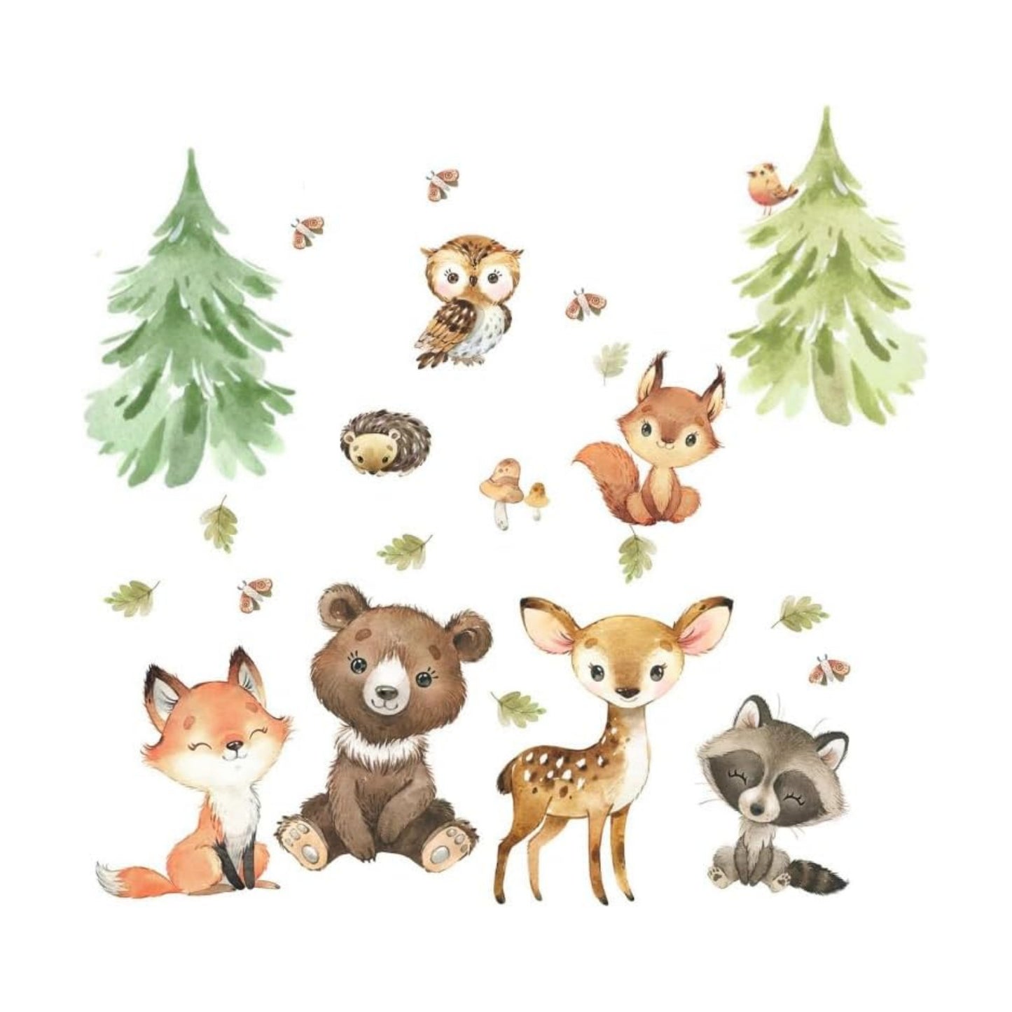 Woodland Wall Decals Stickers Peel and Stick for Baby Boys Girls Nursery Bedroom Netral Decor