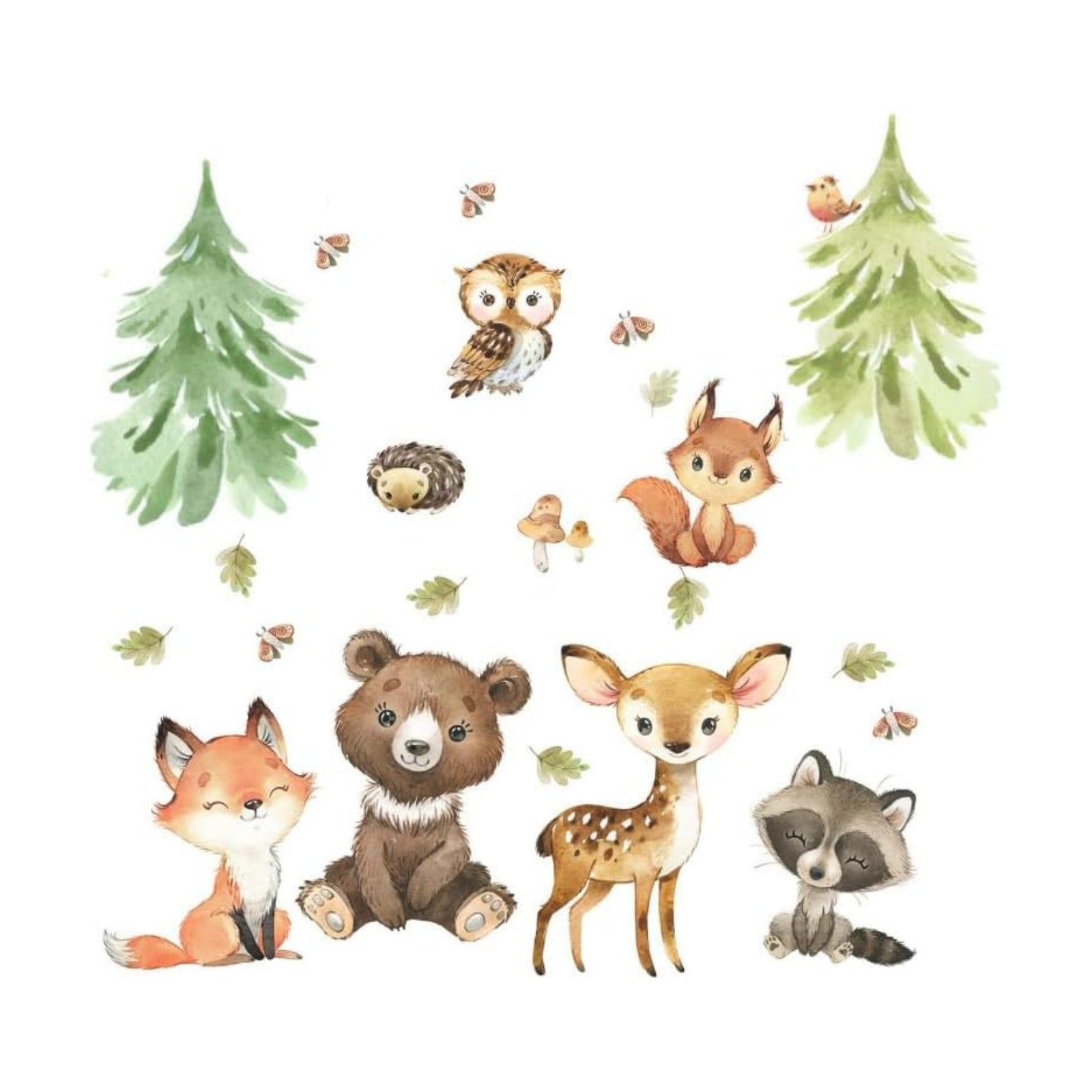 Woodland Wall Decals Stickers Peel and Stick for Baby Boys Girls Nursery Bedroom Netral Decor