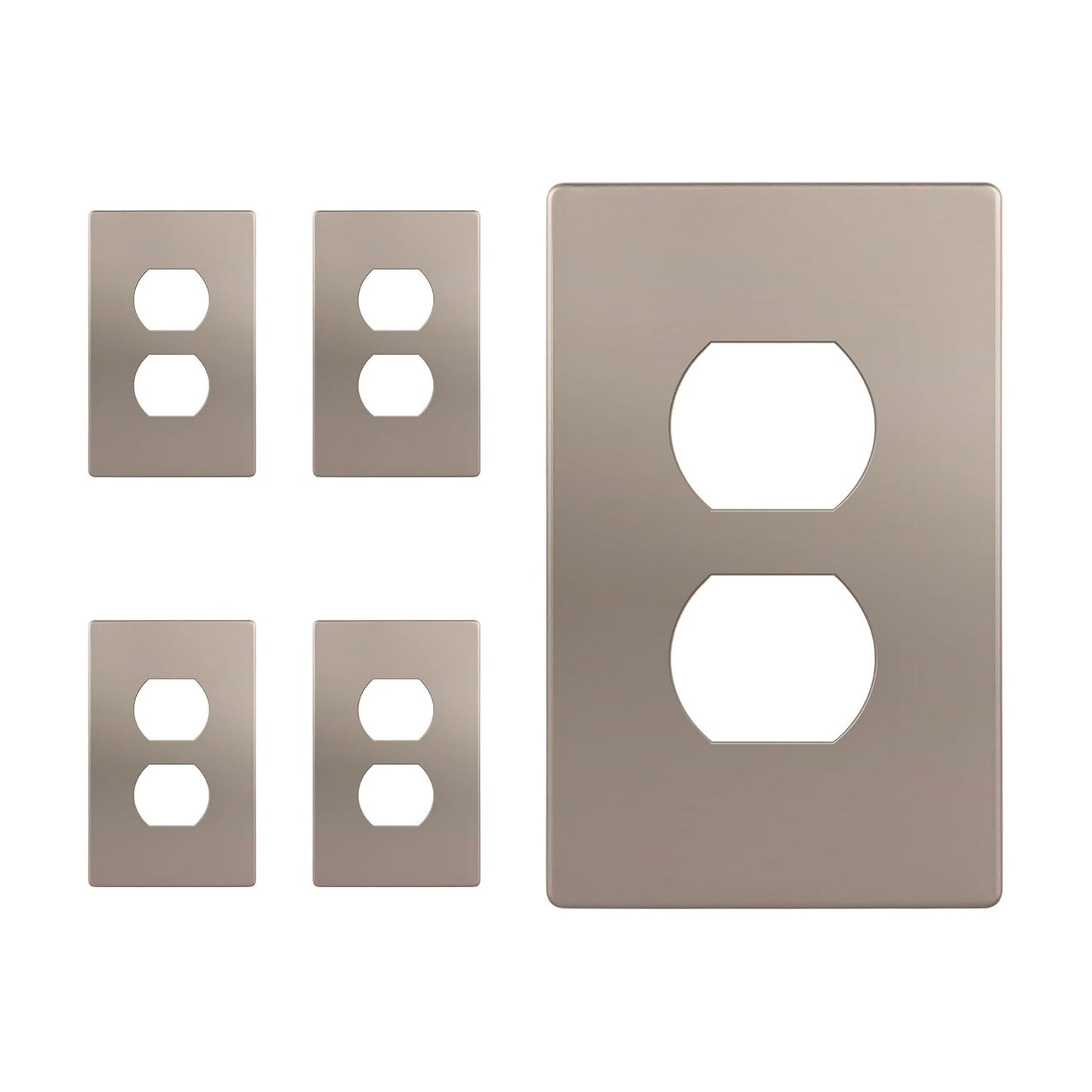 ENERLITES 5 Pack Screwless Duplex Outlet Covers Wall Plate, 1-Gang, Nickel | Child safety, Elite series, modern finish