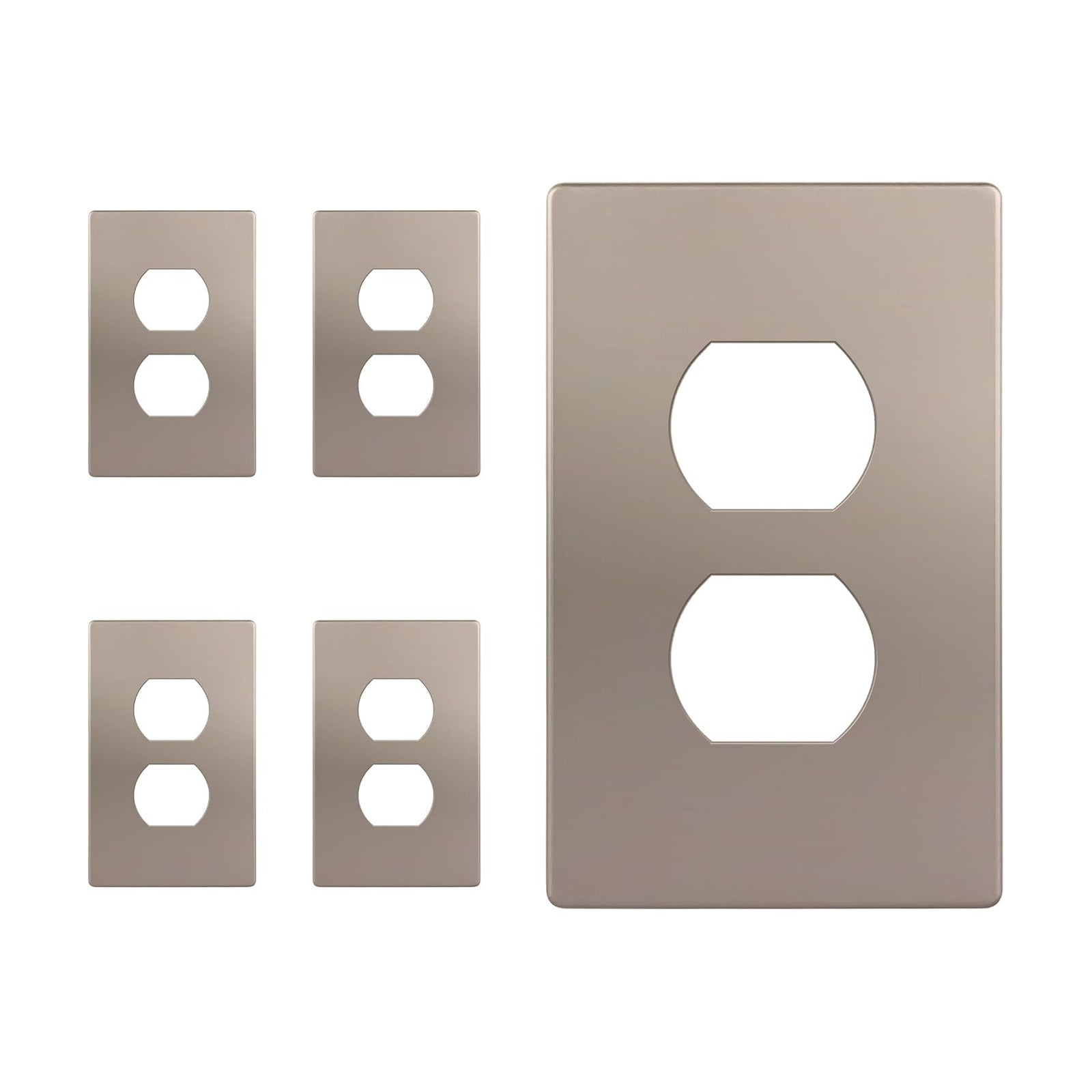 ENERLITES 5 Pack Screwless Duplex Outlet Covers Wall Plate, 1-Gang, Nickel | Child safety, Elite series, modern finish