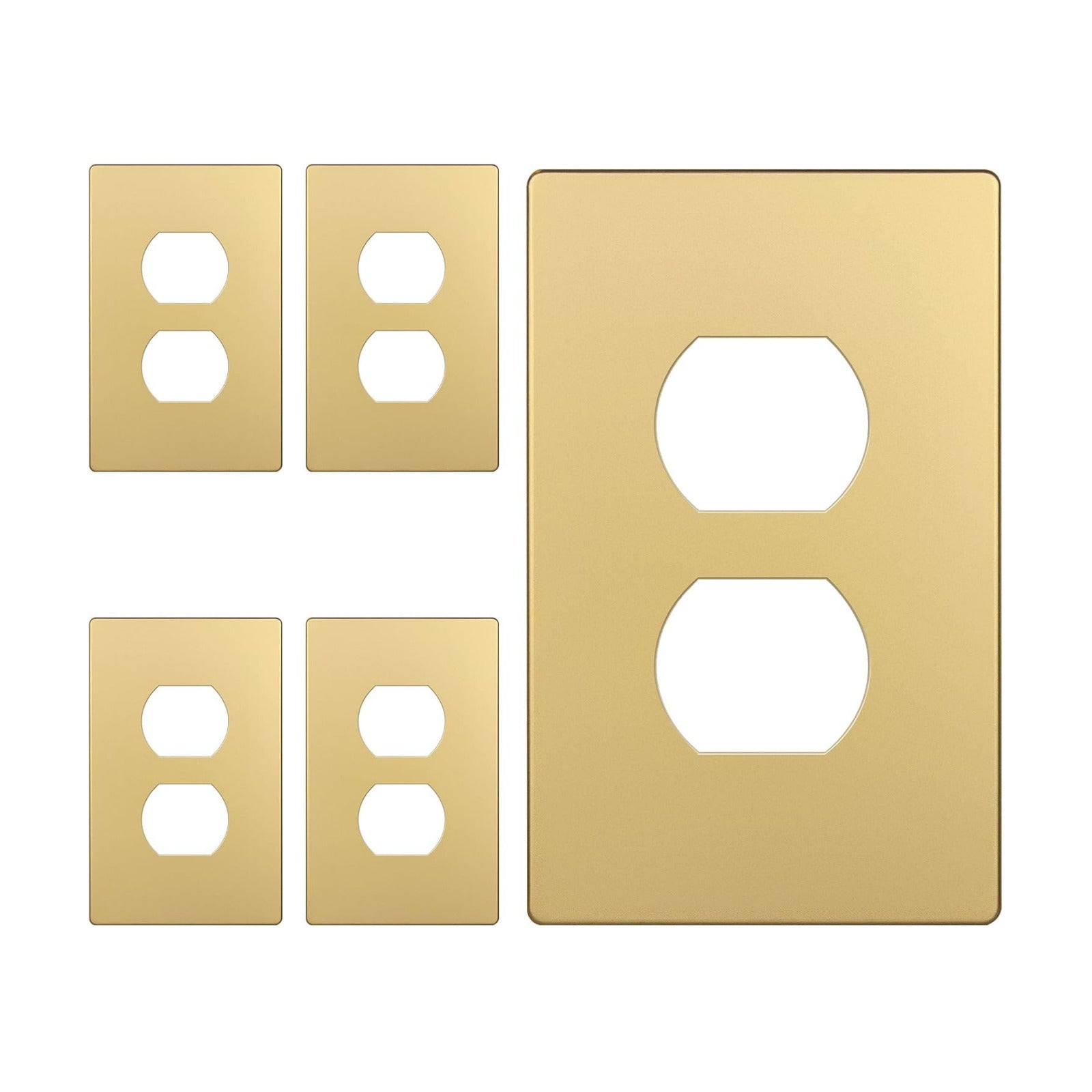 ENERLITES 5 Pack Screwless Duplex Outlet Covers Wall Plate, 1-Gang, Gold | Child safety, Elite series, modern finish
