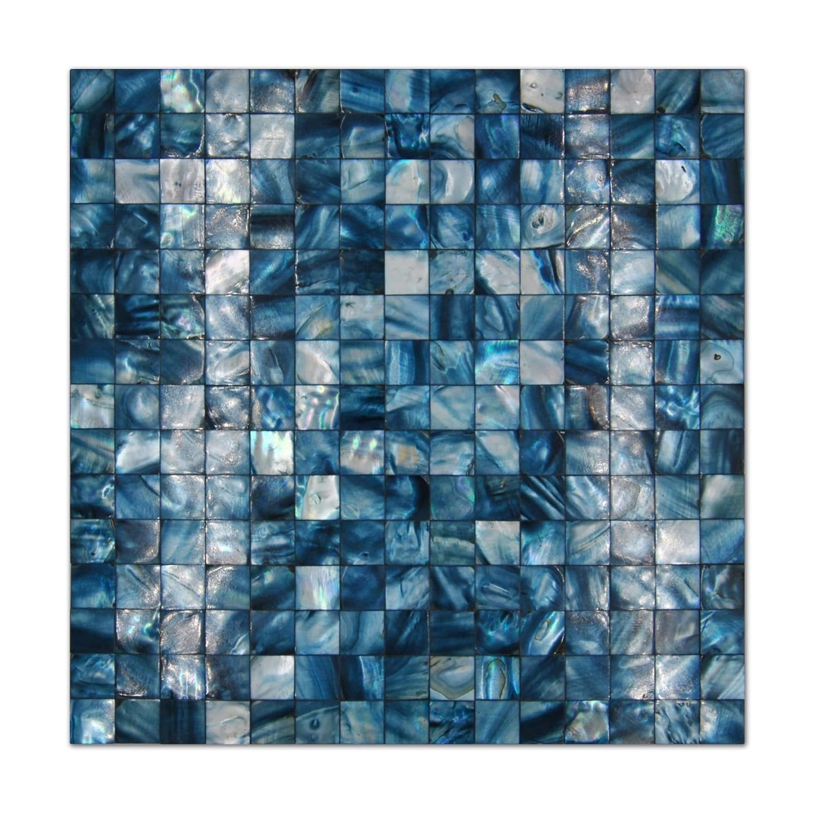 Mother of Pearl Mosaic Self Adhesive Tiles / Blue / Set of 10