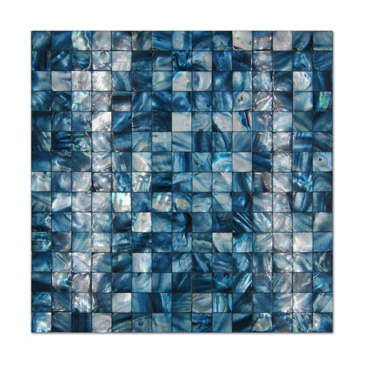 Mother of Pearl Mosaic Self Adhesive Tiles / Blue / Set of 10