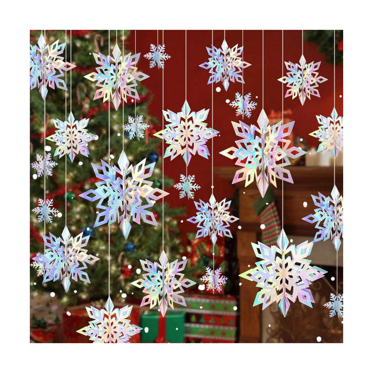 24PCS Hanging Snowflake Decorations Winter Wonderland Party Supplies