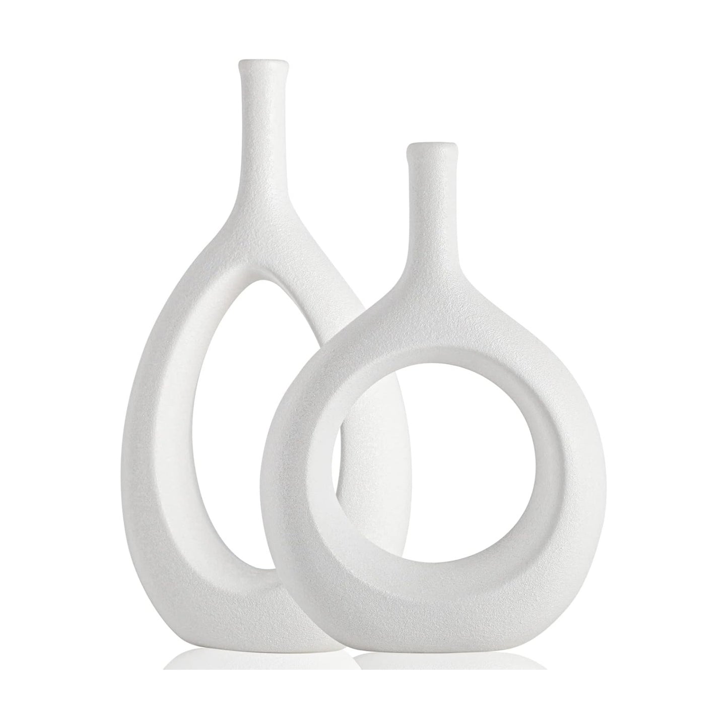 Boho Circle Vase / White / Set of 2