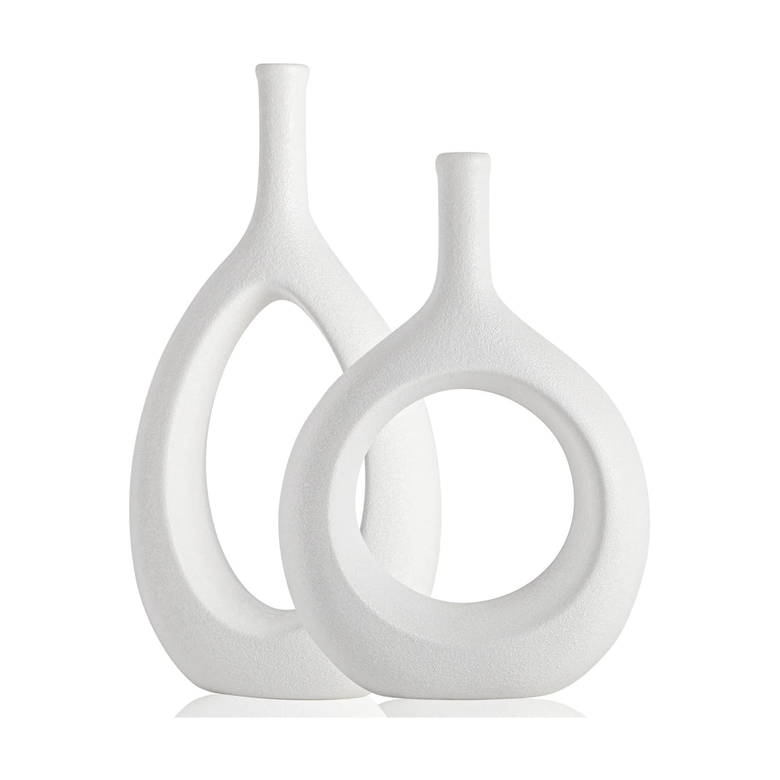 Boho Circle Vase / White / Set of 2