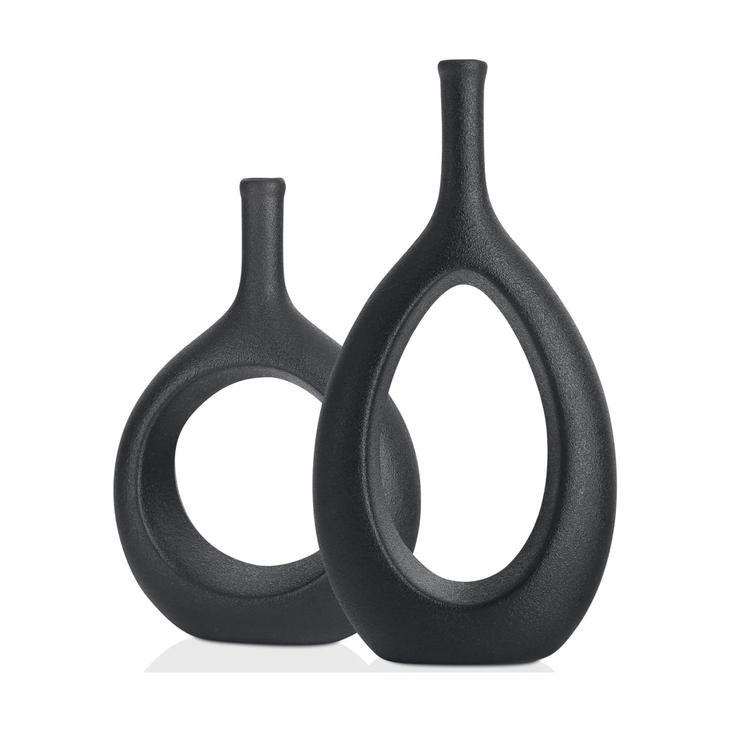 Boho Circle Vase / Black / Set of 2