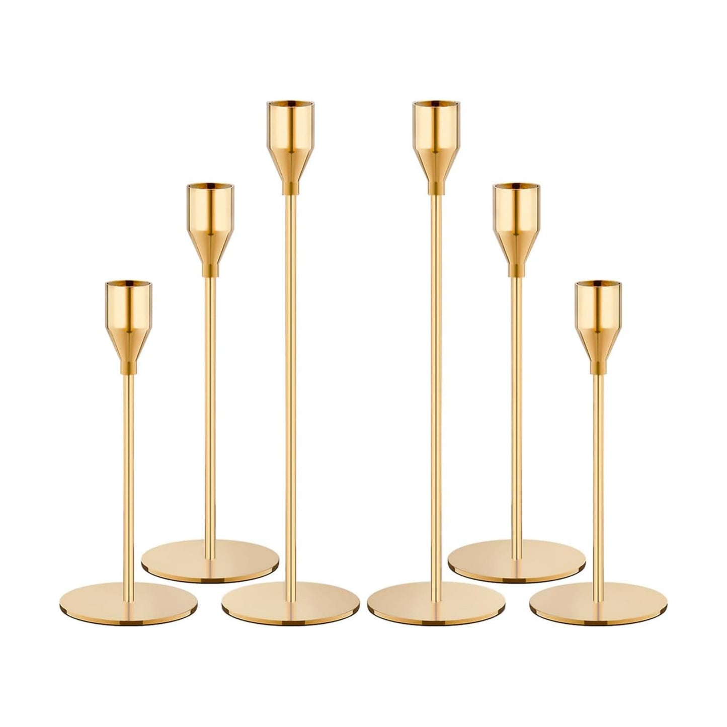 NLBTW Set of 6 Gold Taper Candle Holders, Tall Candlesticks Holder for Dining Table Centerpiece, Fall Decor, Fireplace