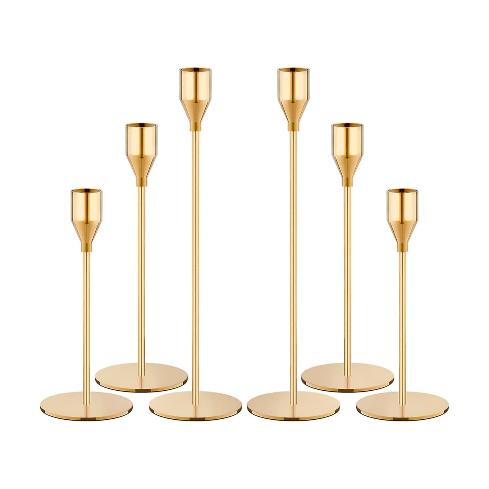 NLBTW Set of 6 Gold Taper Candle Holders, Tall Candlesticks Holder for Dining Table Centerpiece, Fall Decor, Fireplace