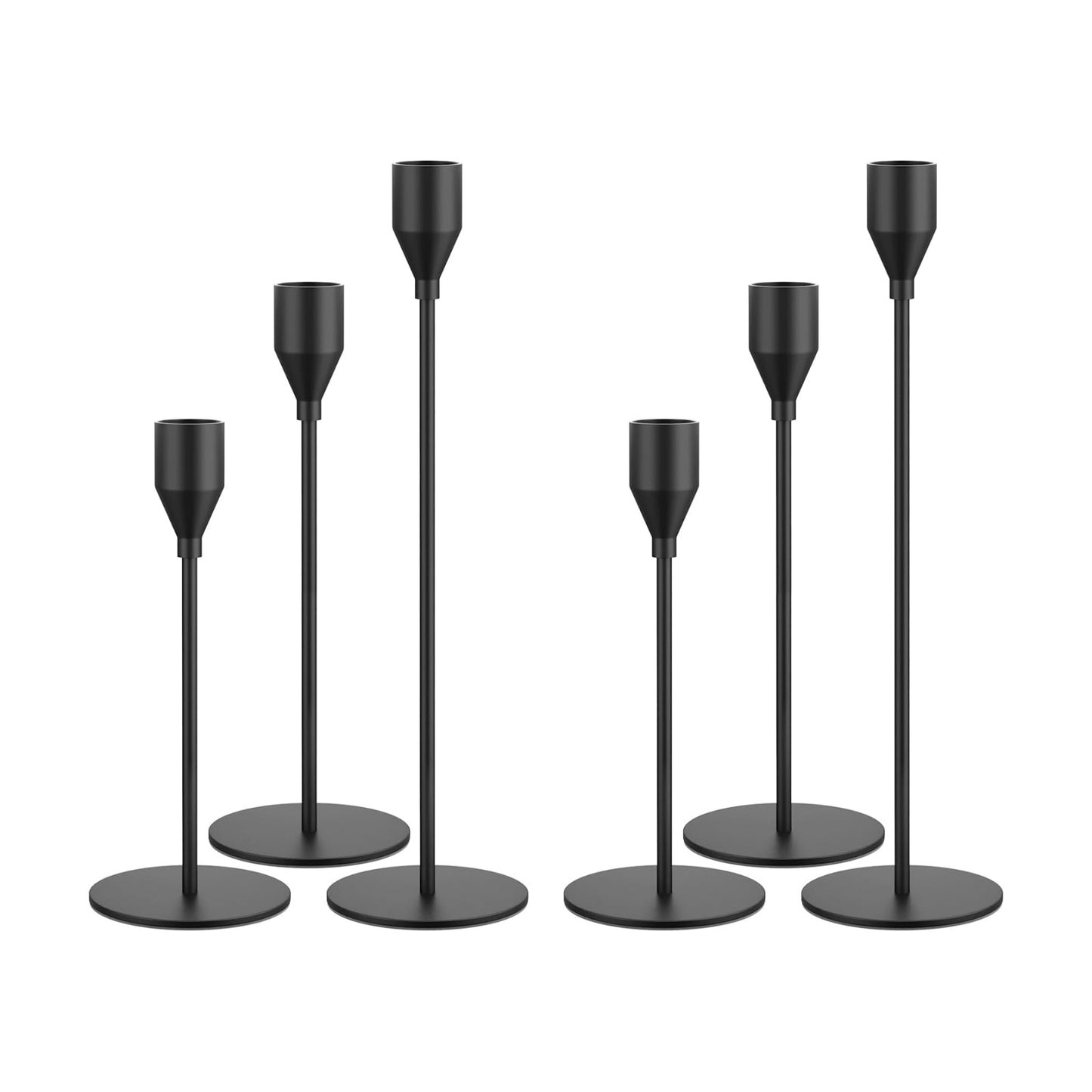 NLBTW Black Taper Candle Holders Set of 6, Metal Candlestick Holders for Table or Mantel Decor Centerpiece, Candle