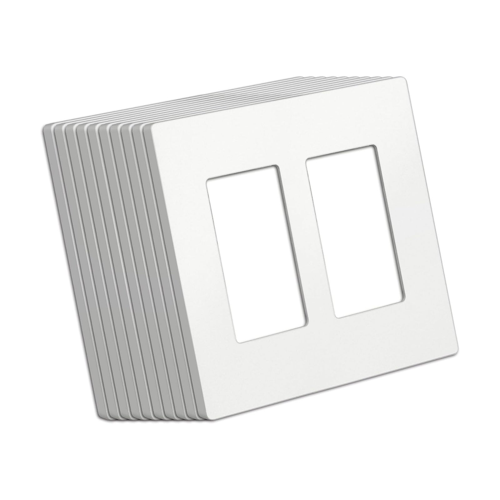 BESTTEN (10 Pack) USWP4 Matte White Series 2-Gang Decor Screwless Wall Plate, Decorator Outlet Cover, H4.69” x W4.73”