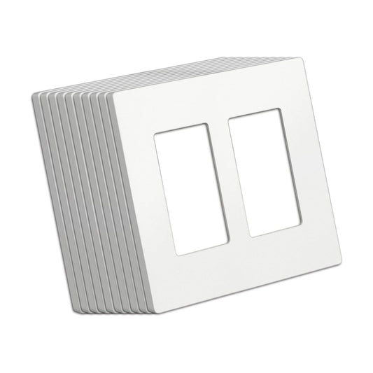 BESTTEN (10 Pack) USWP4 Matte White Series 2-Gang Decor Screwless Wall Plate, Decorator Outlet Cover, H4.69” x W4.73”