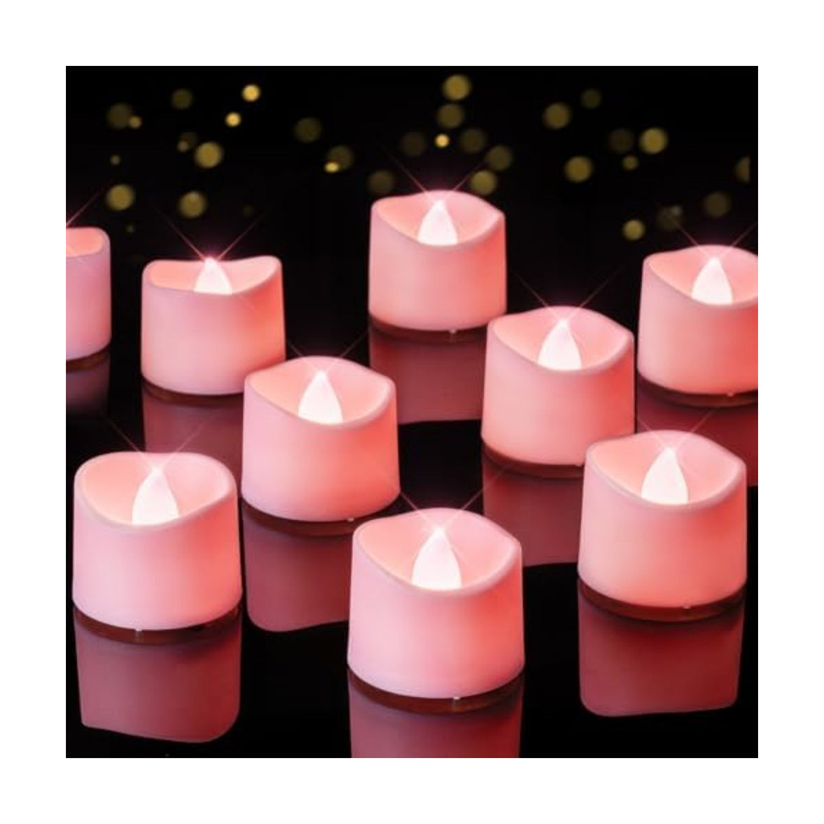Homemory 12-Pack Pink Flameless Battery Tea Light Candles, 200+ Hours