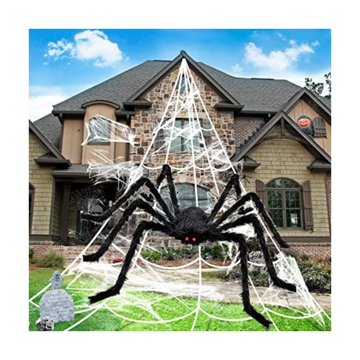 Halloween Decorations Outdoor Spider Webs:1Pcs Giant Spiders-Outdoor Use