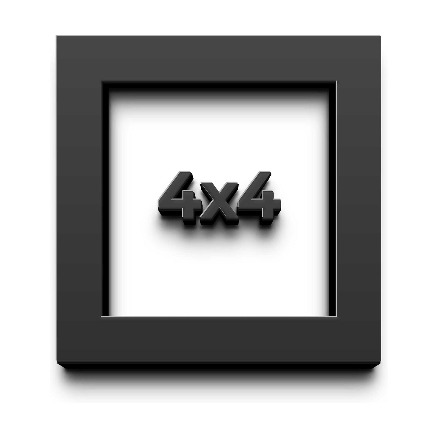 4x4 Shadow Box Black Solid Wood Frame with White Acid-Free Backing UV Acrylic & Hanging Hardware - with 3/4" Usable