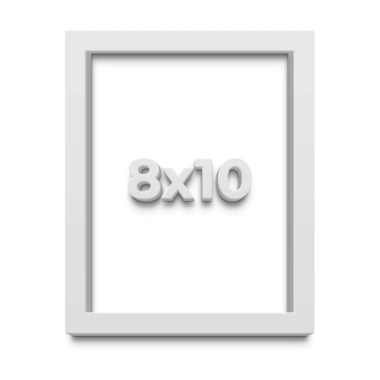 8x10 Shadow Box White Solid Pine Wood Picture Frame with Acid-Free Backing UV Acrylic & Hanging Hardware with 0.75"