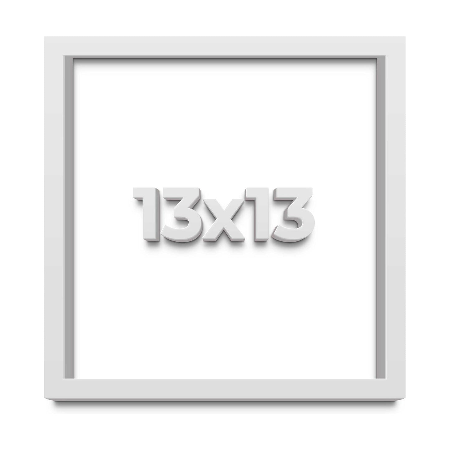 13x13 Shadow Box White Solid Pine Wood Display Frame with Acid-Free Backing UV Acrylic & Hanging Hardware with 0.75"