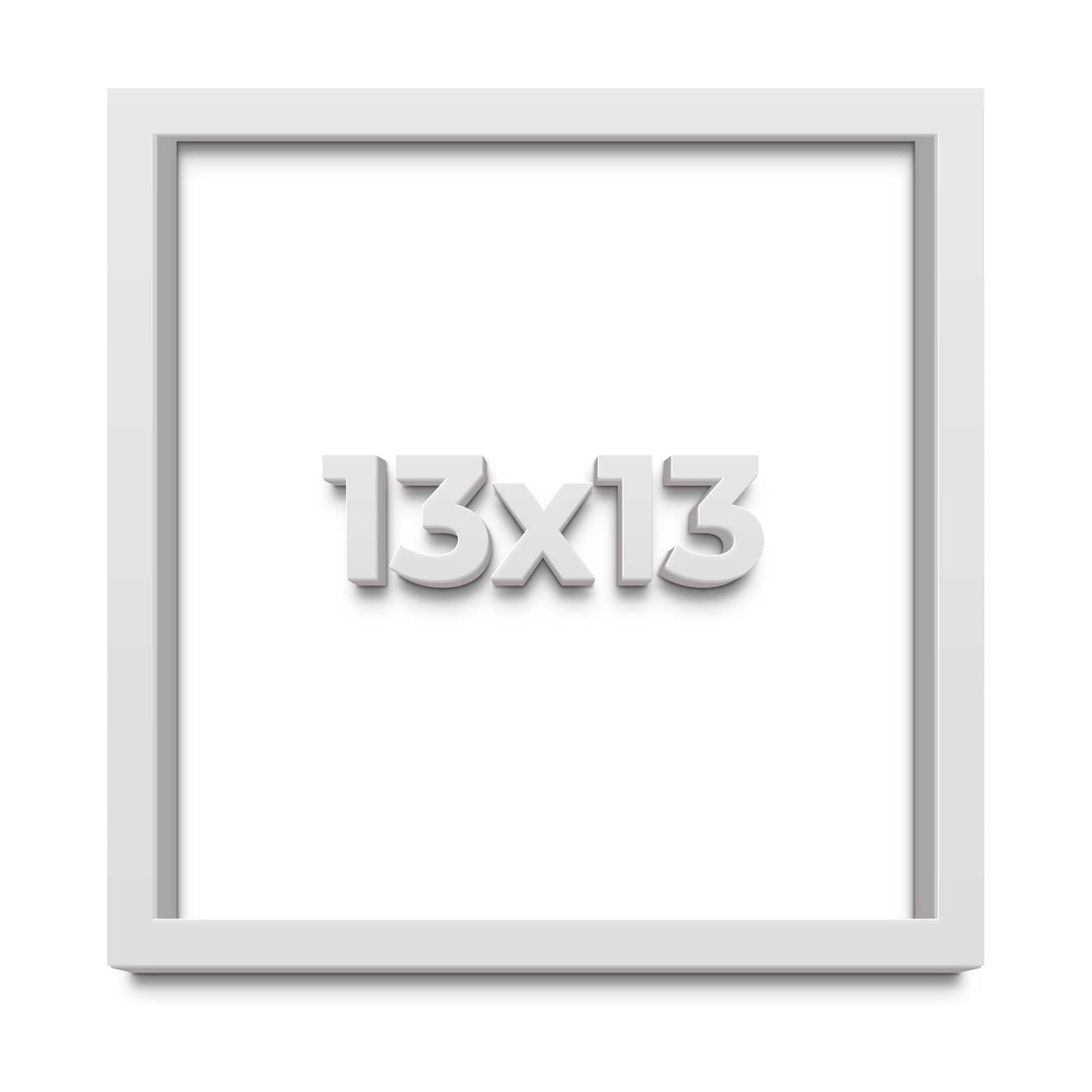 13x13 Shadow Box White Solid Pine Wood Display Frame with Acid-Free Backing UV Acrylic & Hanging Hardware with 0.75"