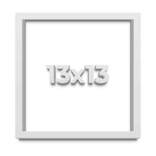 13x13 Shadow Box White Solid Pine Wood Display Frame with Acid-Free Backing UV Acrylic & Hanging Hardware with 0.75"