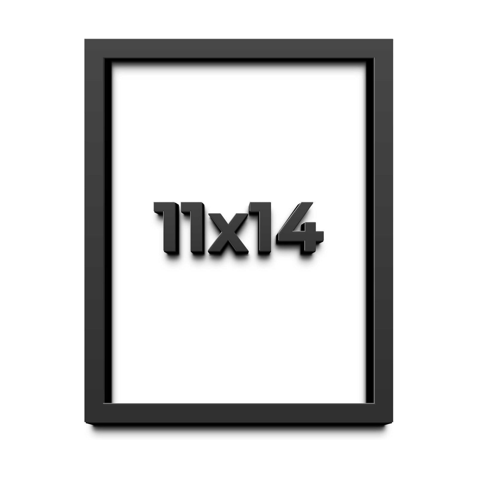 11x14 Shadow Box Black Solid Wood Display Frame with White Acid-Free Backing UV Acrylic & Hanging Hardware - with 3/4"