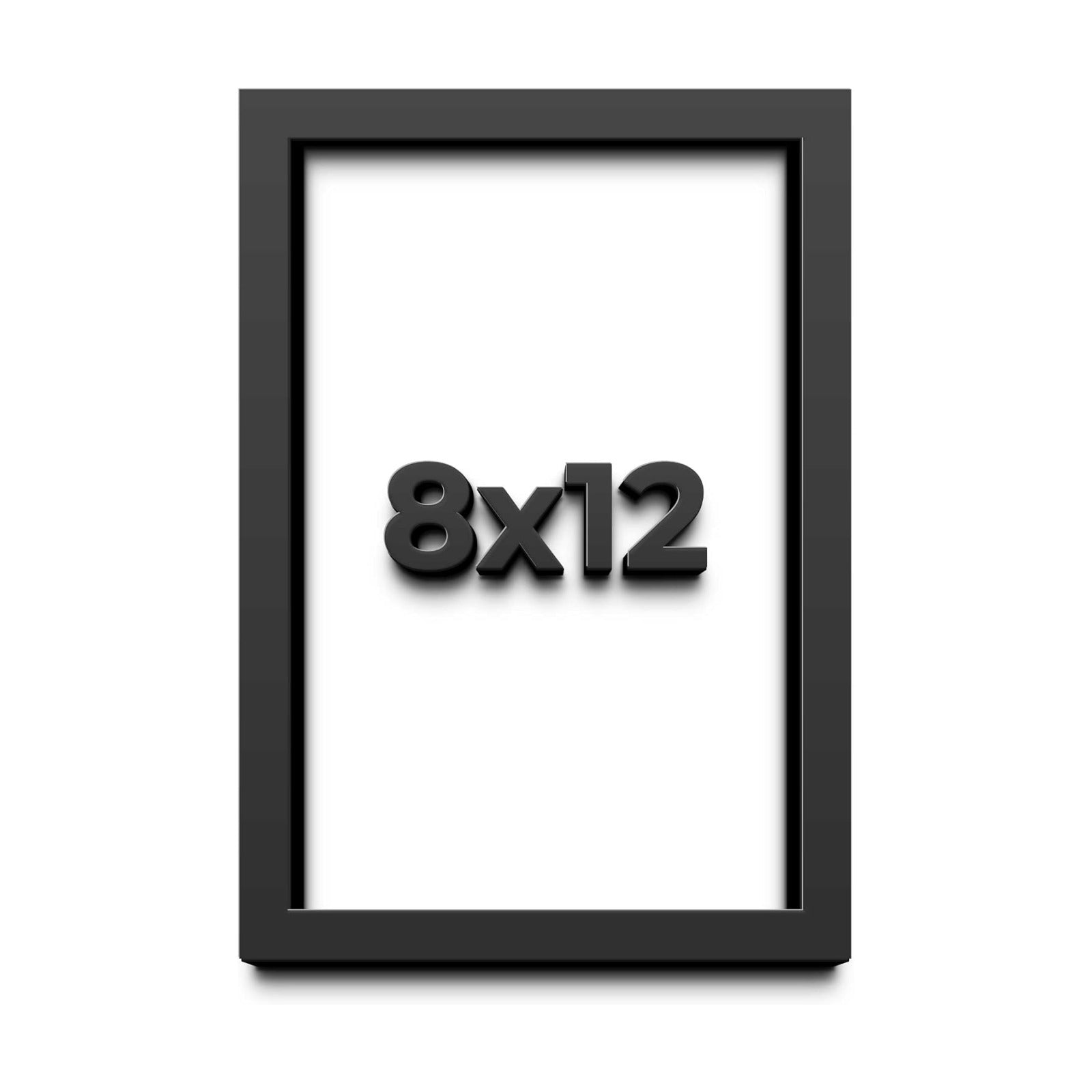 8x12 Shadow Box Black Solid Wood Display Picture Frame with White Acid-Free Backing UV Acrylic & Hanging Hardware