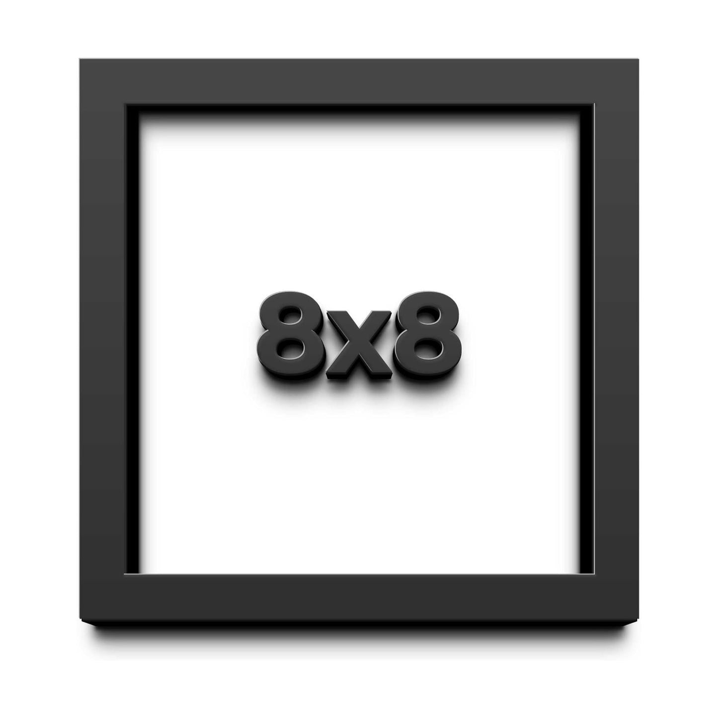8x8 Shadow Box Black Solid Wood Picture Frame with White Acid-Free Backing UV Acrylic & Hanging Hardware | 3/4" Usable