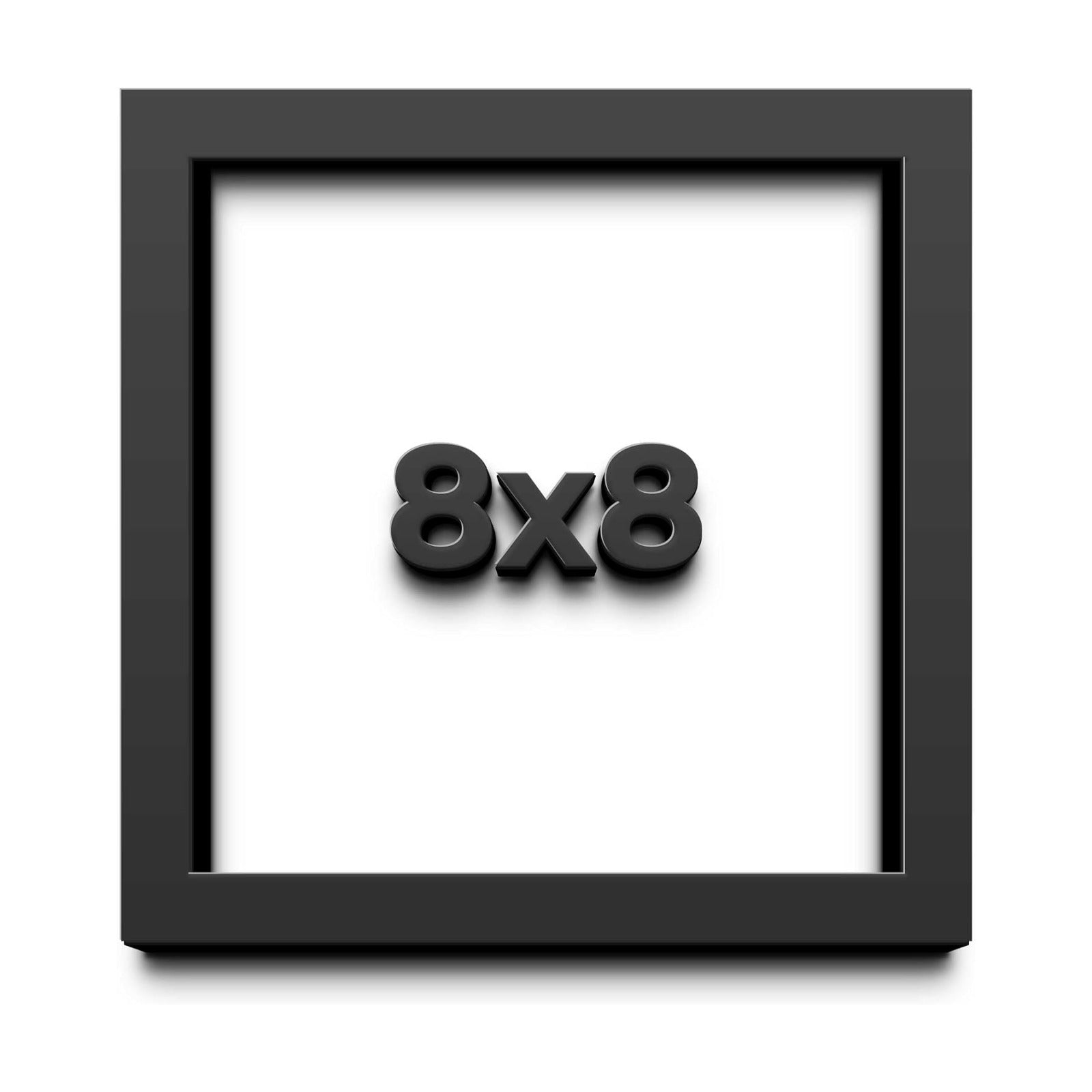 8x8 Shadow Box Black Solid Wood Picture Frame with White Acid-Free Backing UV Acrylic & Hanging Hardware | 3/4" Usable