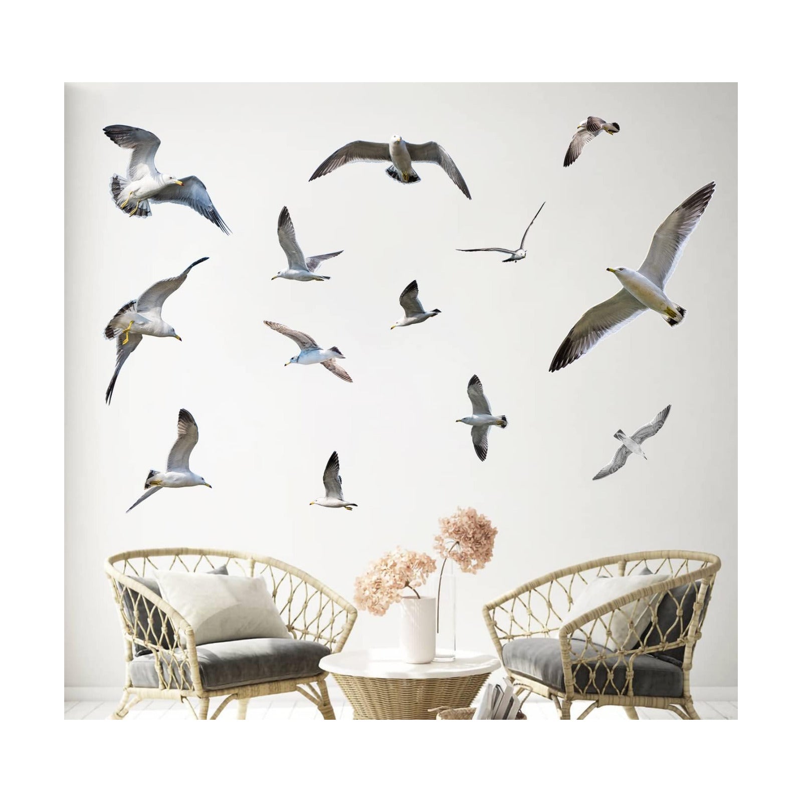 3D Removable Seagull Wall Decals Art Decor Beach Theme Flock of Birds Wall Stickers Peel & Stick DIY