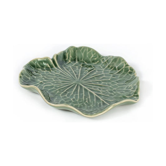 Handmade Ceramic Porcelain Decorative Plate Dish Catchall Miniature / Lotus Leaf Gn 4 / Green
