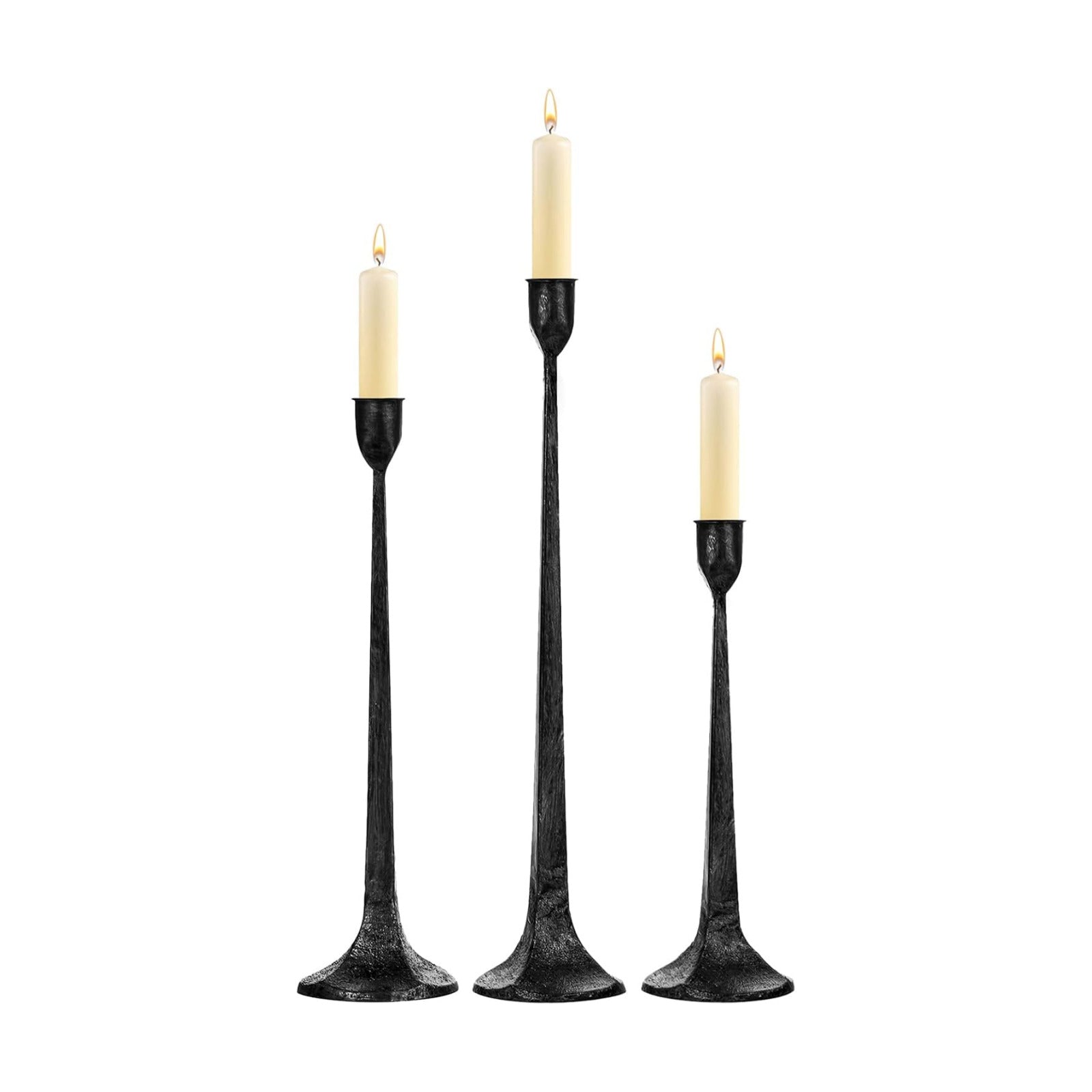 Iron Taper Candle Holder Set of 3 - Decorative Tall Candle Stand | Candlestick Holder for Wedding, Dining Table, Party