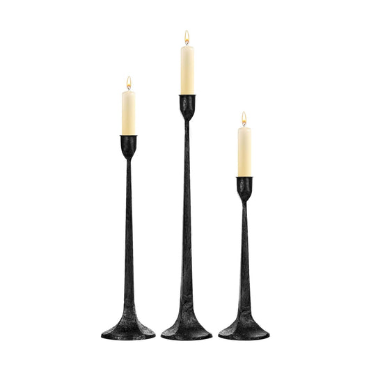Iron Taper Candle Holder Set of 3 - Decorative Tall Candle Stand | Candlestick Holder for Wedding, Dining Table, Party