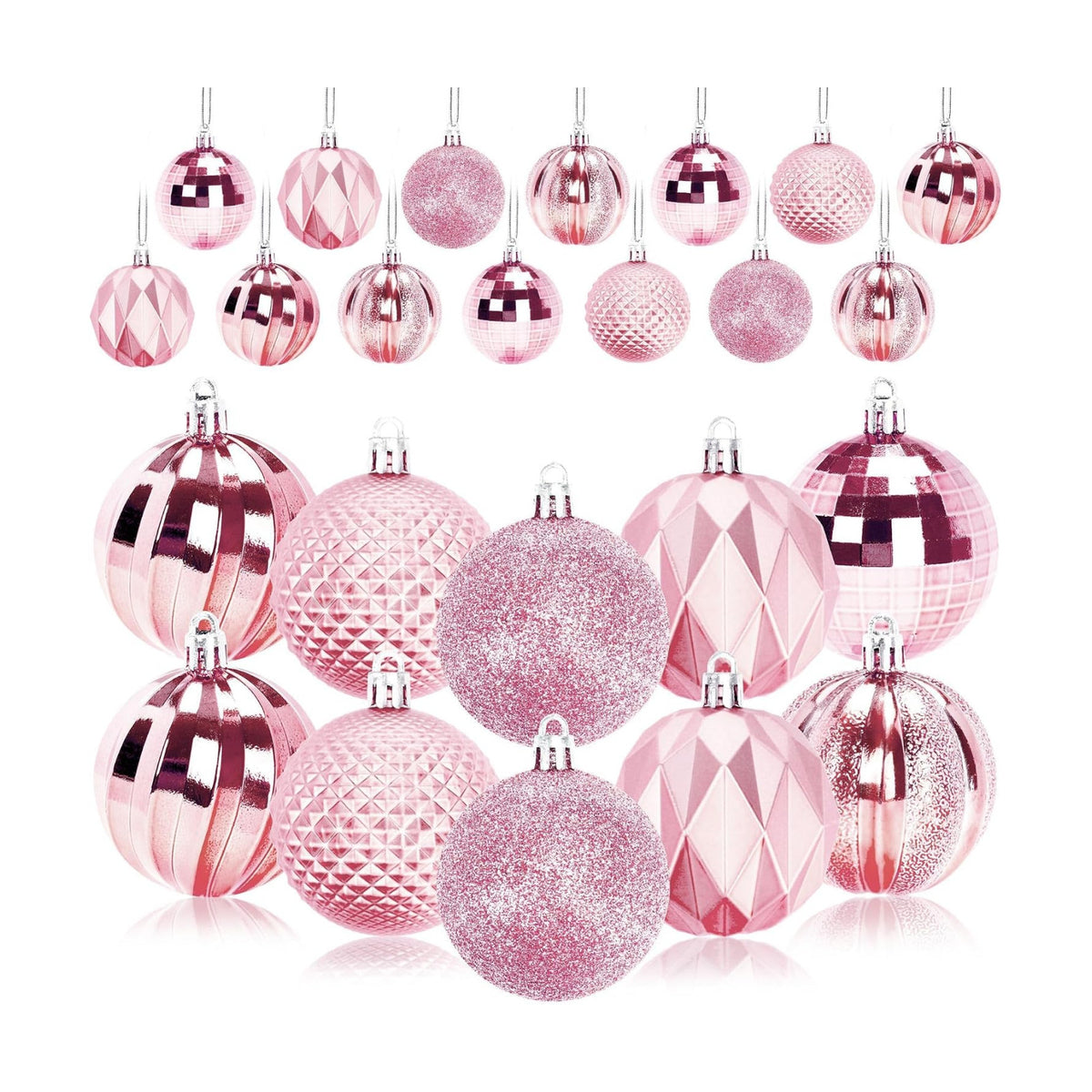 JULMELON 24PCS Pink Christmas Ball Ornaments, 60mm Shatterproof Tree Decor