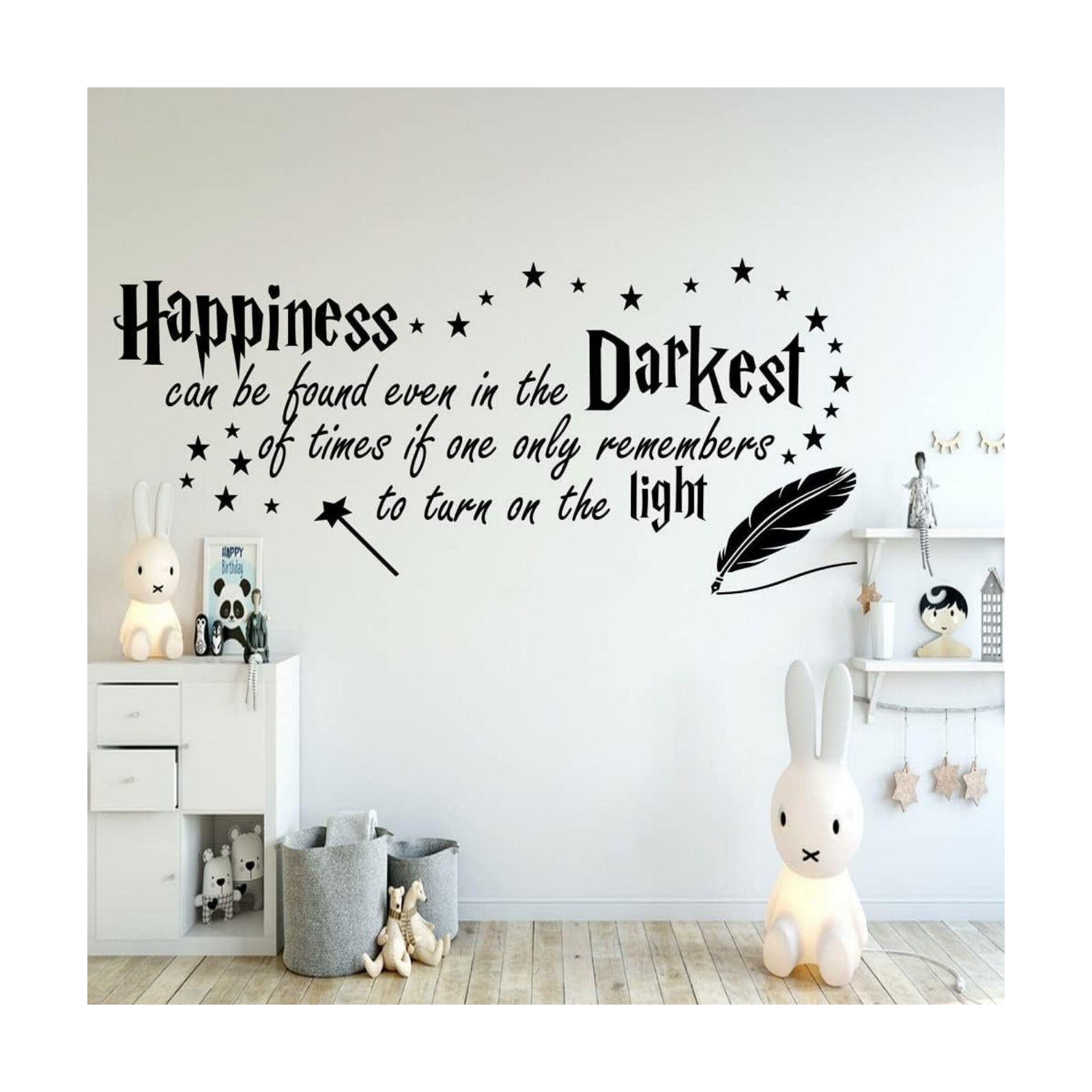 Quote Happiness can be Found Even in The Darkest Wall Sticker Decor Nursery Decal for Kid’s Room