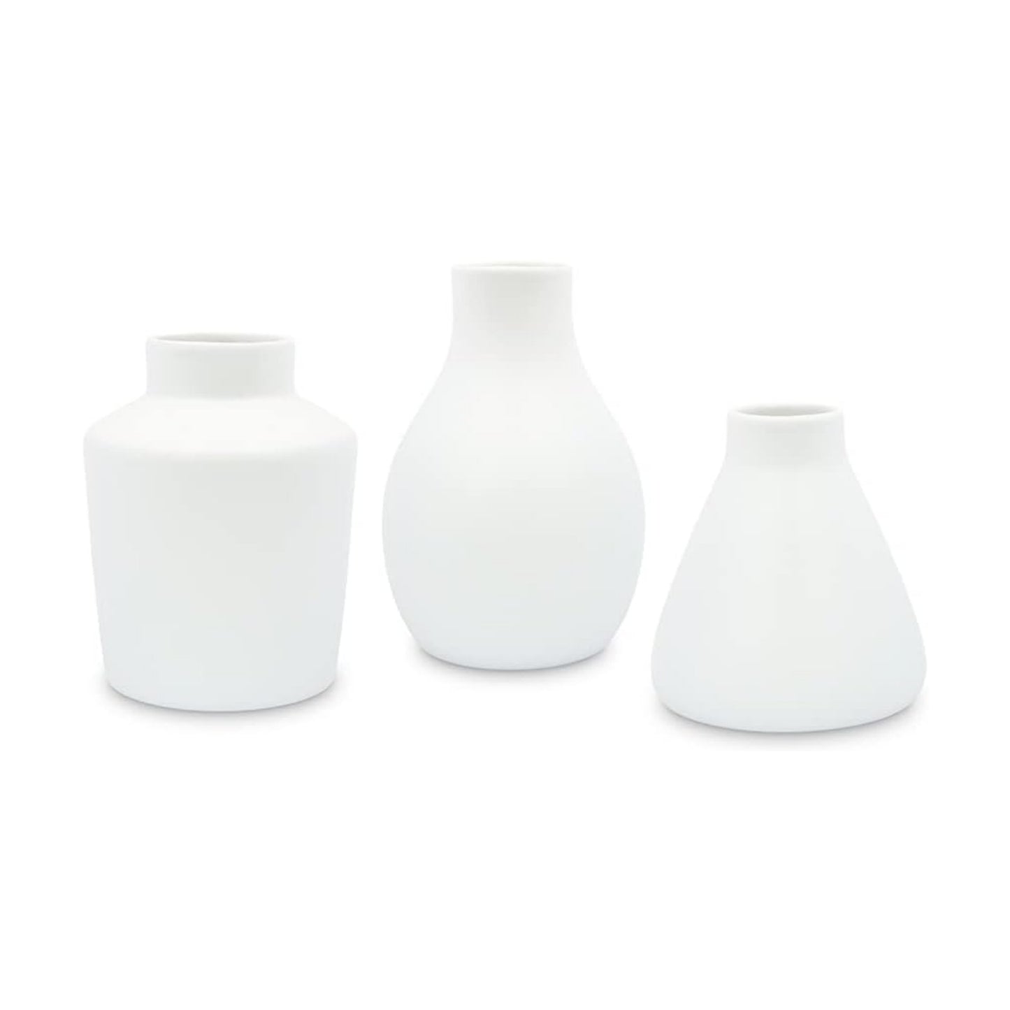 3-Piece Clay Table Vase Set / White