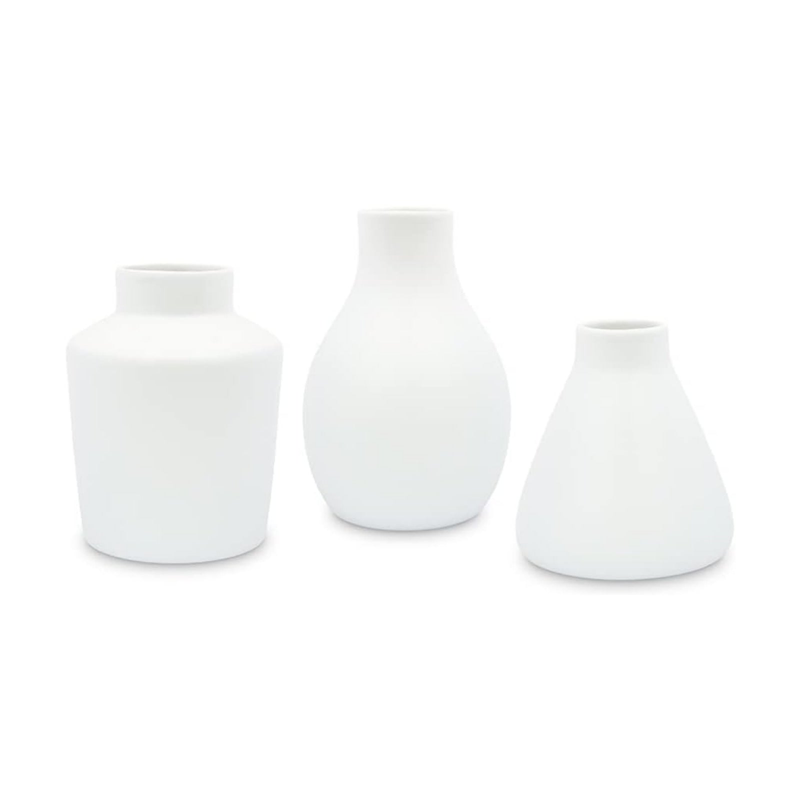 3-Piece Clay Table Vase Set / White