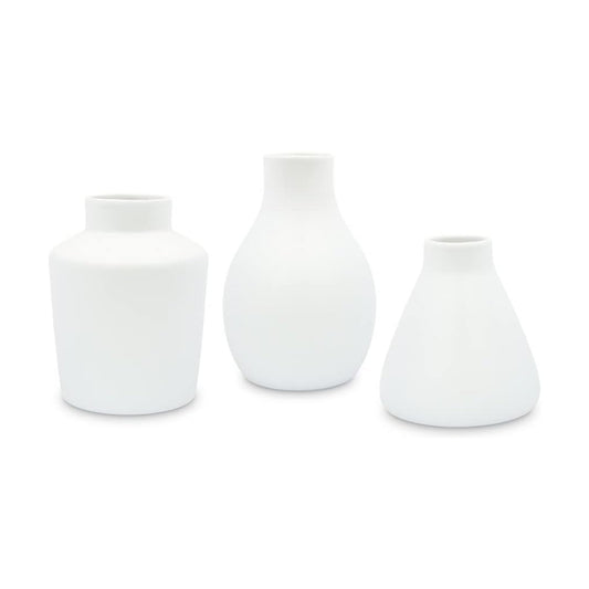 3-Piece Clay Table Vase Set / White