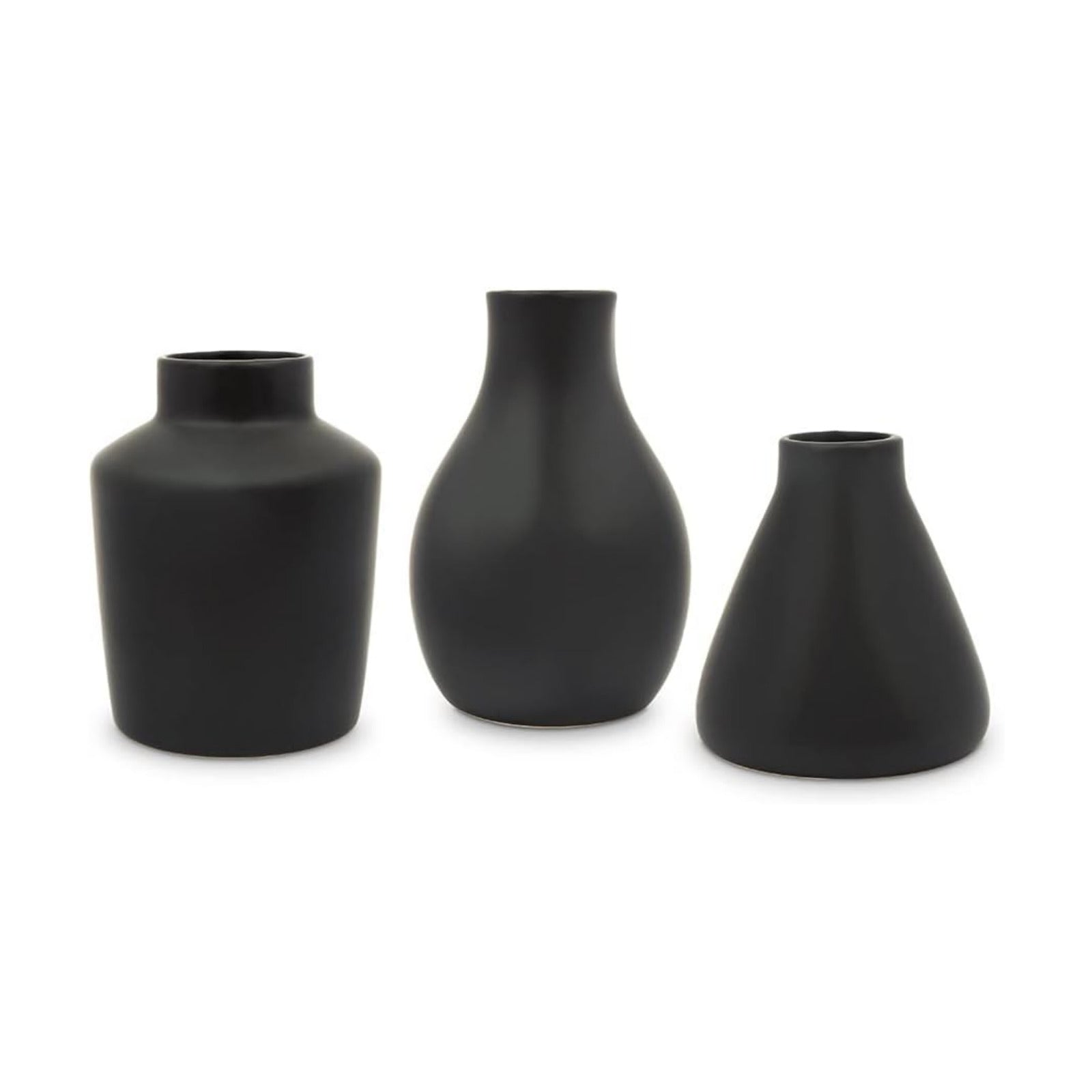 3-Piece Clay Table Vase Set / Black