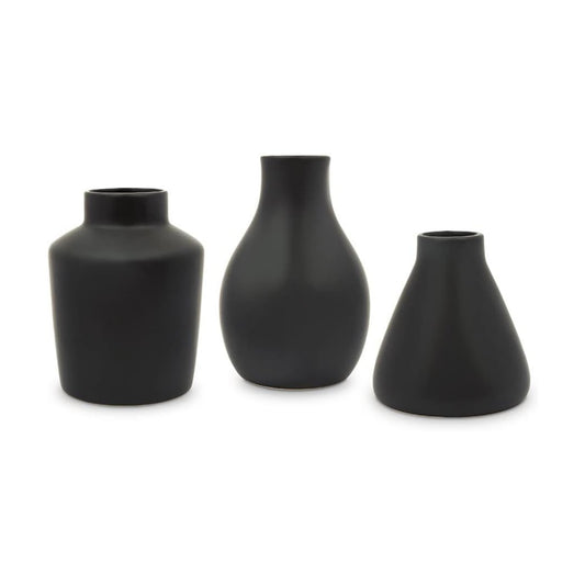 3-Piece Clay Table Vase Set / Black