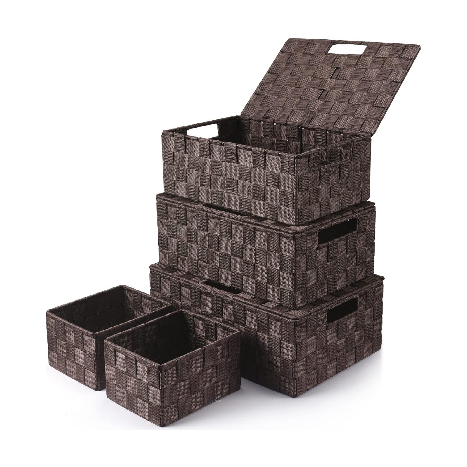 Storage Baskets / Gift Small Basket / Brown / with Lids / Set of 5